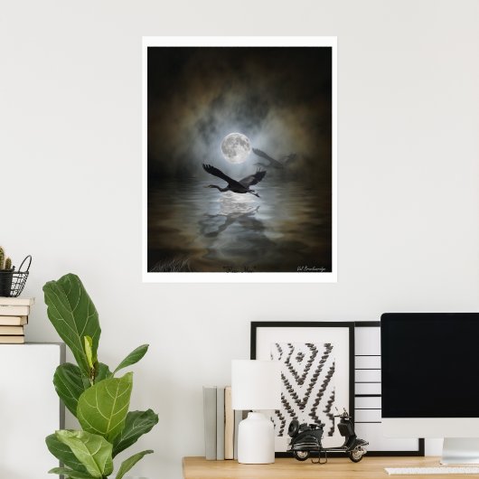 "Heron Moon" Art Print Poster (Thuiskantoor)