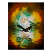 Heron Moon Fantasy Art Perfect Poster (Voorkant)
