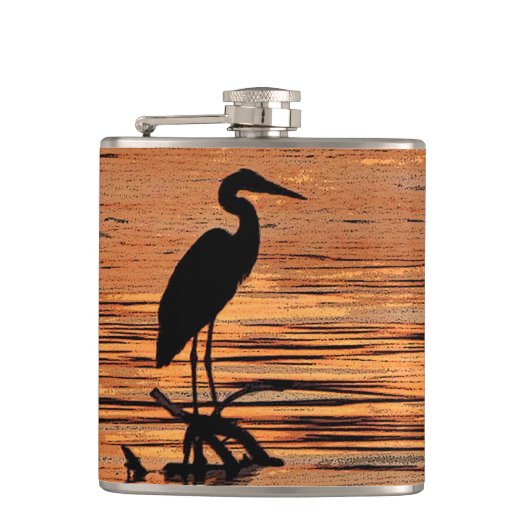 Heron op de zonnekolf heupfles (Voorkant)