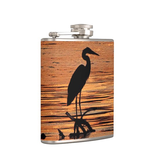 Heron op de zonnekolf heupfles (Rechts)