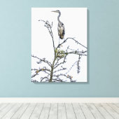 Heron op een boom uitzicht canvas print (Insitu (Houten vloer))