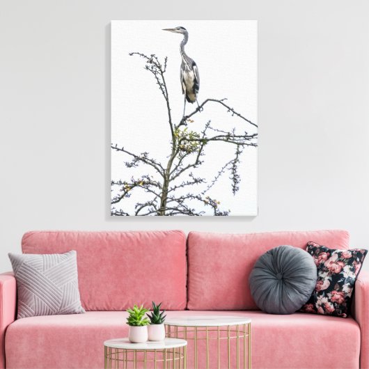 Heron op een boom uitzicht canvas print (Insitu (Woonkamer))