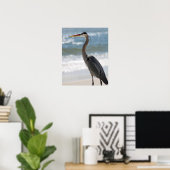 Heron op het profiel van het strand Kleur 16x20 Poster (Thuiskantoor)