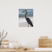 Heron op het profiel van het strand Kleur 16x20 Poster (Keuken)