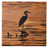 Heron op Sunset Ceramic Tile Tegeltje (Voorkant)