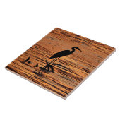 Heron op Sunset Ceramic Tile Tegeltje (Zijkant)
