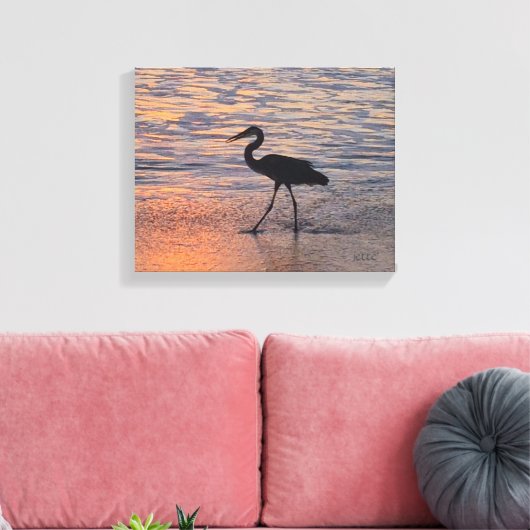 Heron op vroege ochtend wandeling canvas afdruk (Insitu (Woonkamer))