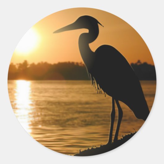 Heron Ronde Sticker (Voorkant)