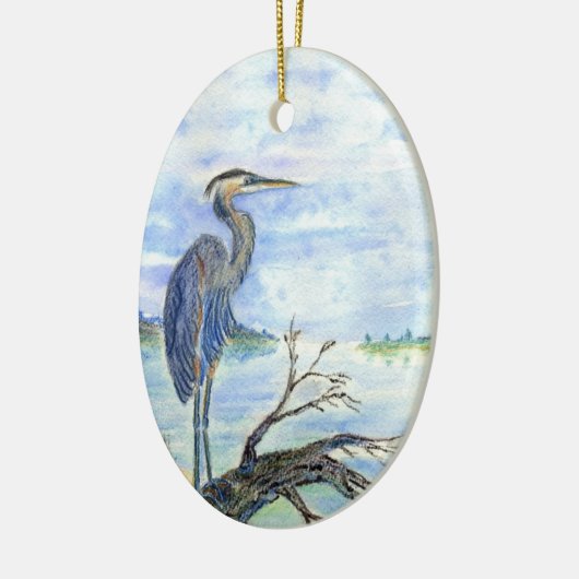 Heron Sentry - Waterverf Potcil Keramisch Ornament (Links)