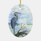 Heron Sentry - Waterverf Potcil Keramisch Ornament (Voorkant)