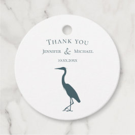 Heron silhouet donker blauwgroen blauw op wit eenv bedankjes labels