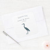 Heron silhouet donker blauwgroen blauw op witte br vierkante sticker (Envelop)