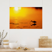 Heron silhouette bij zonsondergang, Florida Poster (Keuken)