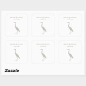 heron silhouette light sepia op witte bruiloft nap vierkante sticker (Vel)