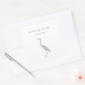 heron silhouette light sepia op witte bruiloft nap vierkante sticker (Envelop)