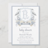Heron Specialty Monogram Baby Shower Kaart (Voorkant)