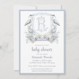 Heron Specialty Monogram Baby Shower Kaart