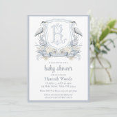 Heron Specialty Monogram Baby Shower Kaart (Staand voorkant)