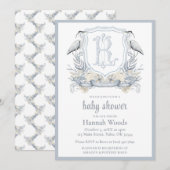 Heron Specialty Monogram Baby Shower Kaart (Voorkant / Achterkant)