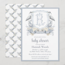 Heron Specialty Monogram Baby Shower Kaart