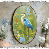 Heron Staning Among Water Lilies EF1L Découpage Tissuepapier