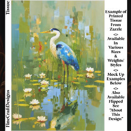 Heron Staning Among Water Lilies EF1L Découpage Tissuepapier