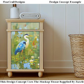 Heron Staning Tussen Waterlelies EF1R Decoupage Tissuepapier