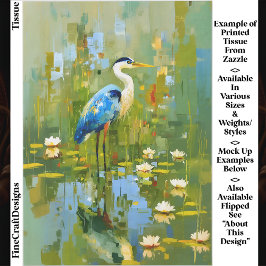 Heron Staning Tussen Waterlelies EF1R Decoupage Tissuepapier