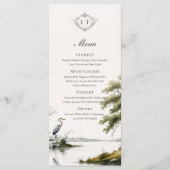 Heron Toile Country Monogram Wedding Flat Menu (Voorkant)