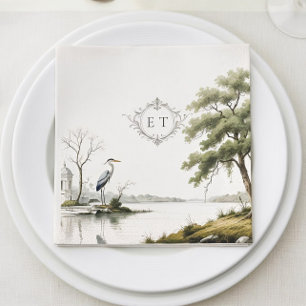 Heron Toile Franse Landhuis Monogram Servet