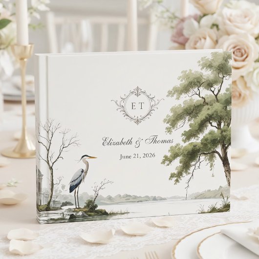 Heron Toile French Country Monogram Wedding Gastenboek