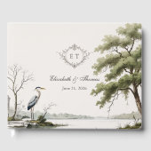 Heron Toile French Country Monogram Wedding Gastenboek (Voorkant)