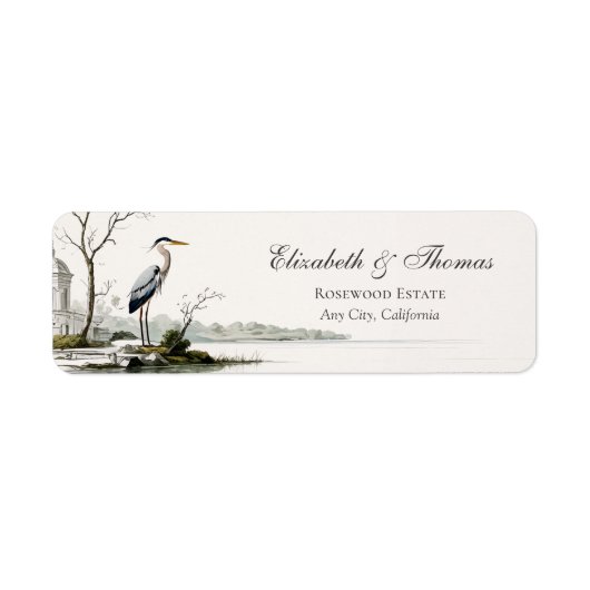 Heron Toile French Country Return Address Label (Voorkant)