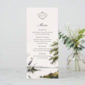 Heron Toile Landelijk Monogram Trouw Menu (Staand voorkant)