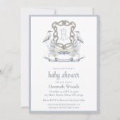 Heron Touw Monogram Baby Shower Kaart (Voorkant)
