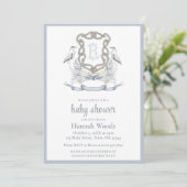 Heron Touw Monogram Baby Shower Kaart (Staand voorkant)