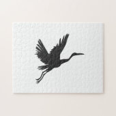 Heron vliegend silhouet - Kies achtergrondkleur Legpuzzel (Horizontaal)