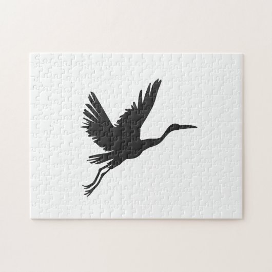 Heron vliegend silhouet - Kies achtergrondkleur Legpuzzel (Horizontaal)