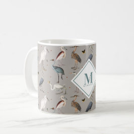 Heron Vogel Egret Natuur Monogrammed Koffiemok