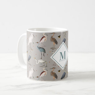 Heron Vogel Egret Natuur Monogrammed Koffiemok