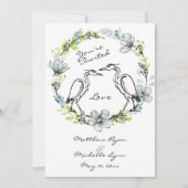Heron Vogel Paar en Bloem Krans bruiloft Uitnodige Kaart (Voorkant)