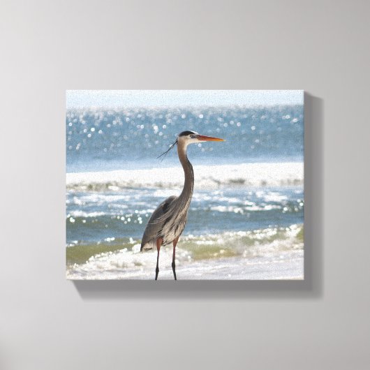 Heron vooraan volle oceaankleur 8x10 canvas afdruk (Voorkant)