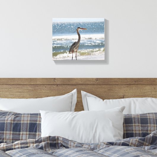 Heron vooraan volle oceaankleur 8x10 canvas afdruk (Insitu (Slaapkamer))