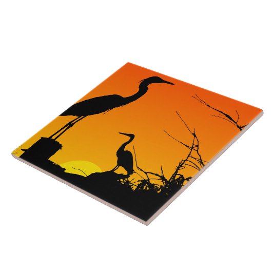 Herons bij Sunset Tegel Tegeltje (Zijkant)