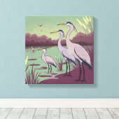 Herons by the Lake Canvas Afdruk (Insitu (Houten vloer))