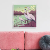 Herons by the Lake Canvas Afdruk (Insitu (Woonkamer))