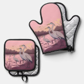 Herons by the Lake Ovenwant & Pannenlap Set (Voorkant / Achterkant)