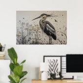 Heron's Elegantie Poster (Thuiskantoor)