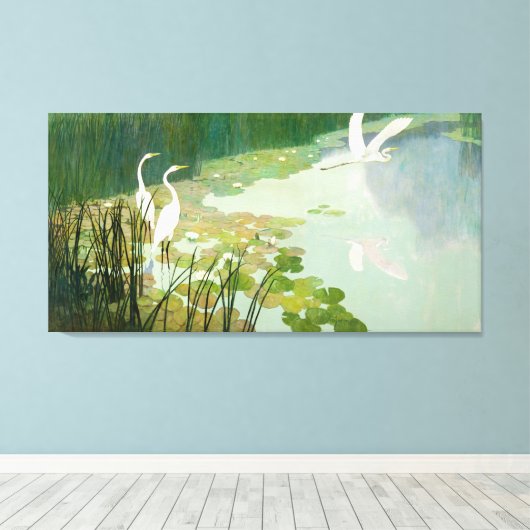 Herons in de zomer door Newell Convers Wyeth Canvas Afdruk (Insitu (Houten vloer))