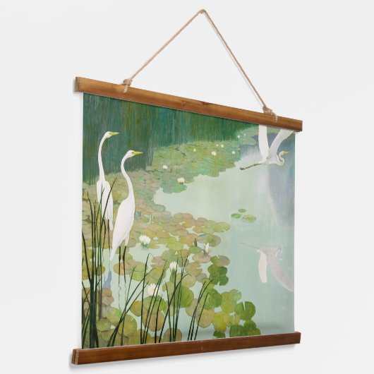 Herons in de zomer door Newell Convers Wyeth Hangend Wandkleed (Gebogen)